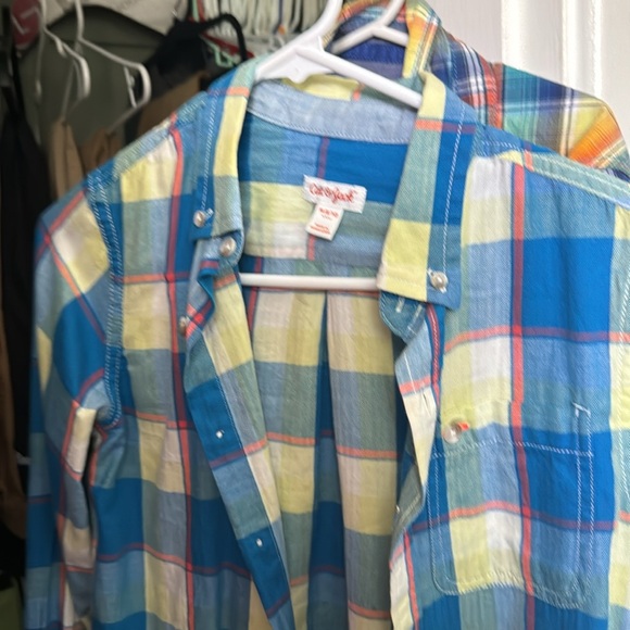 Four Fun colorful plaid button down shirts. - Picture 6 of 9